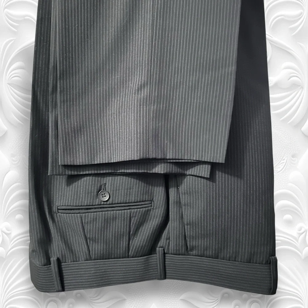 Perry Ellis Portfolio Suit Jacket Pants Slacks Pinstripes 40R